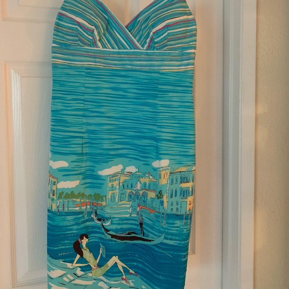 Blue dress with Venice Italy design by Muse.